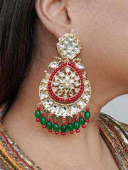 Yukti Kundan Green Earrings