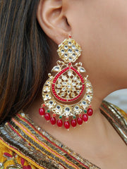 Yukti Kundan Red Earrings
