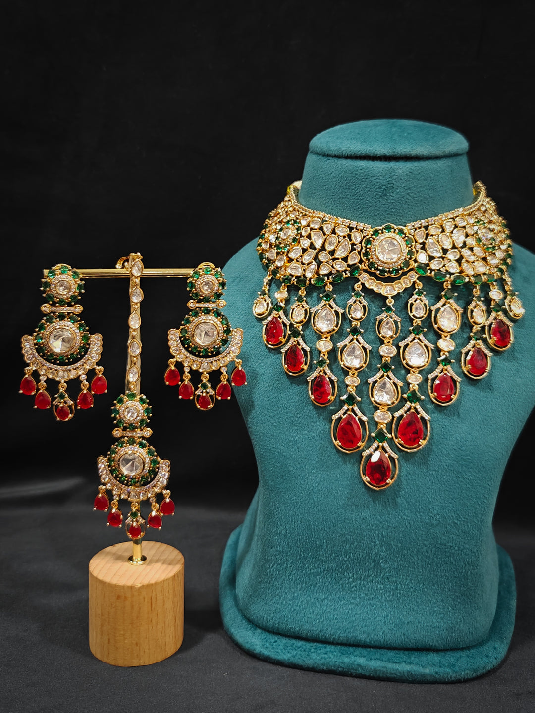 The Royal Dynasty Ruby Red & Green Necklace Set