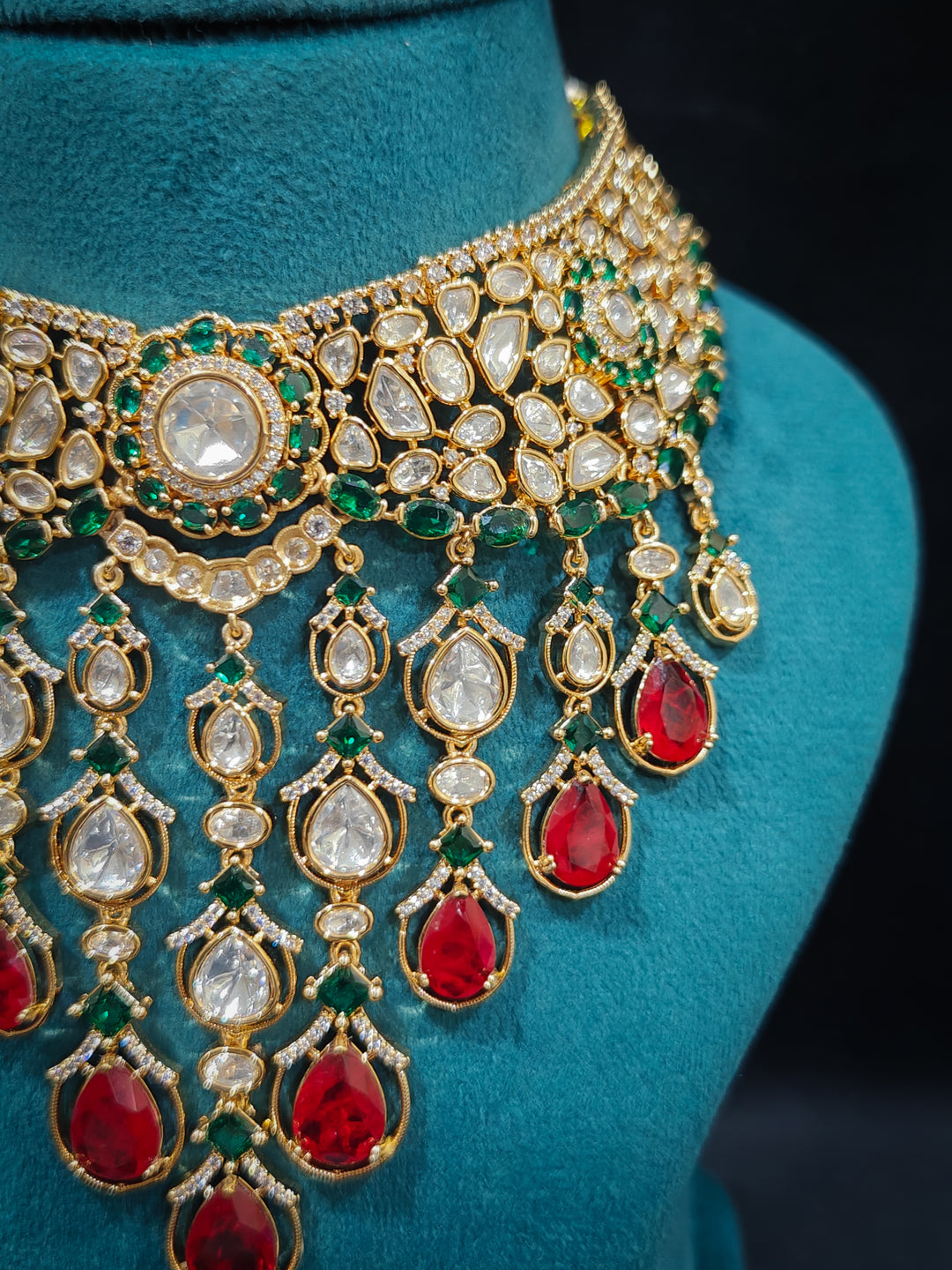 The Royal Dynasty Ruby Red & Green Necklace Set
