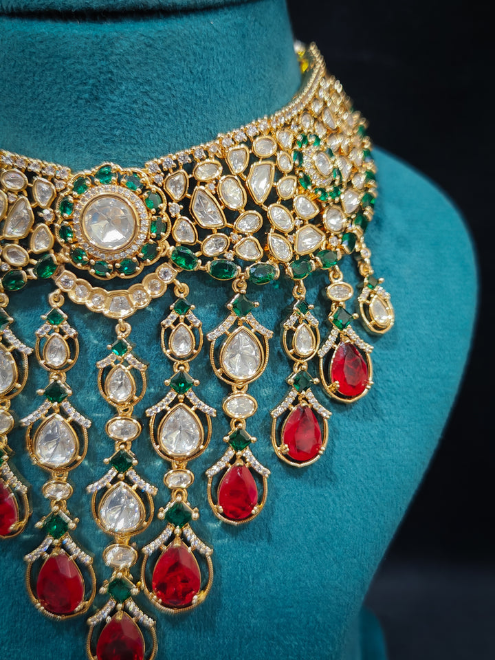 The Royal Dynasty Ruby Red & Green Necklace Set