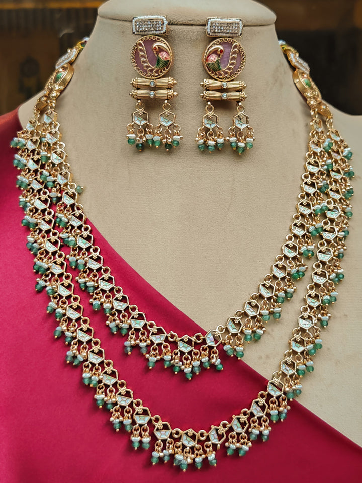Noorjahan Mint Pink And Green Necklace Set