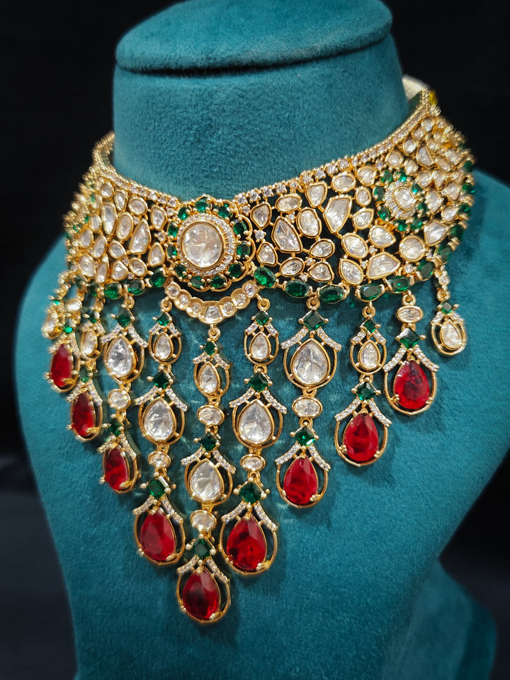 The Royal Dynasty Ruby Red & Green Necklace Set