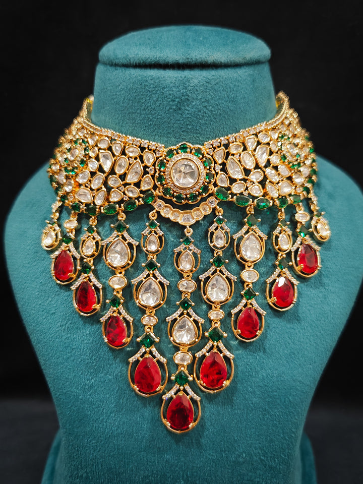 The Royal Dynasty Ruby Red & Green Necklace Set