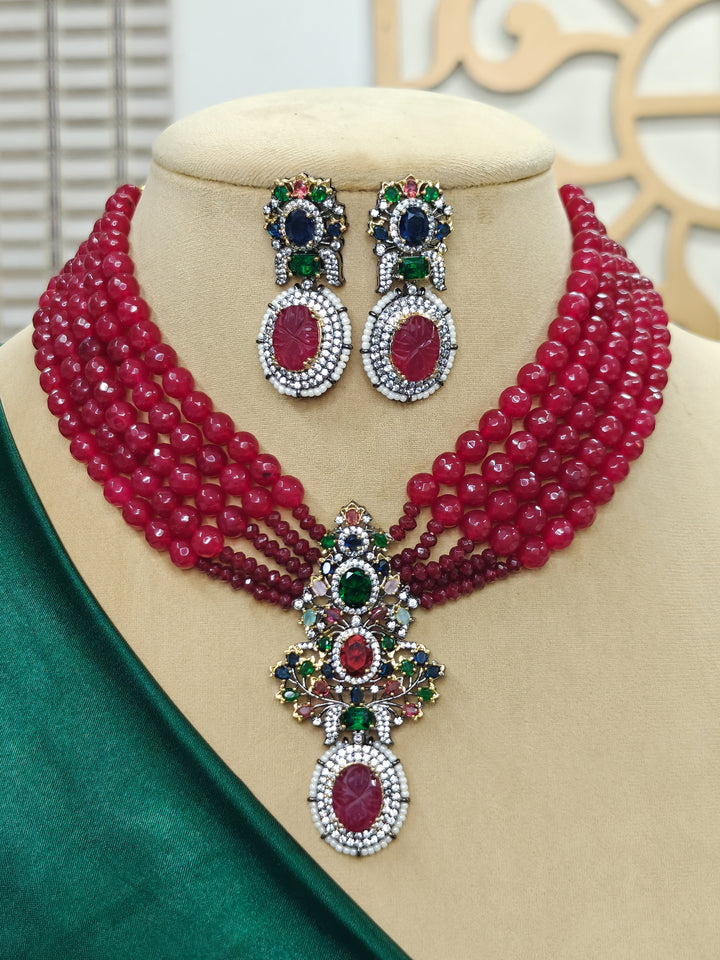Veronica Red Necklace Sets